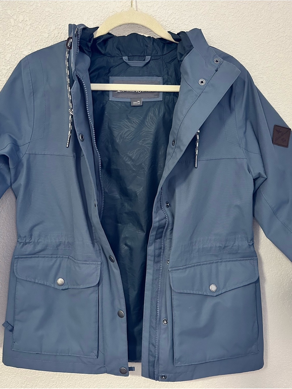Eddie Bauer Slate Blue Hooded Trench Coat